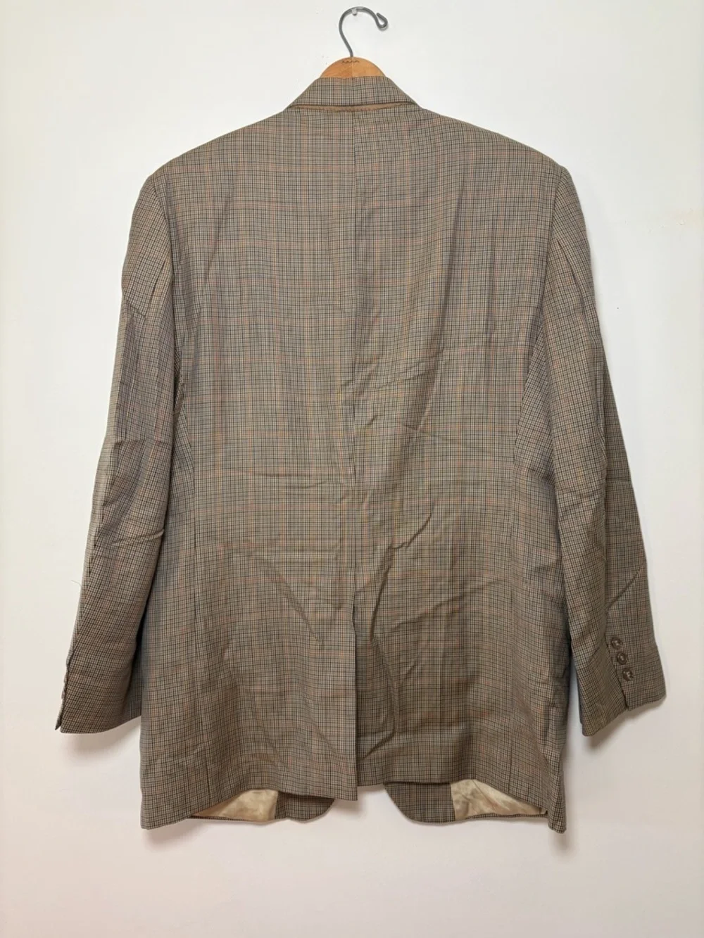 Brooks Brothers 346 Men’s 42L Blazer 100% Worsted Wool Brown Blue Check Mod 6900